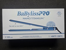 BaBylissPRO Nano Titanium Ultra-Thin Flat Iron 1"/25mm Blue 450 F Dual Voltage