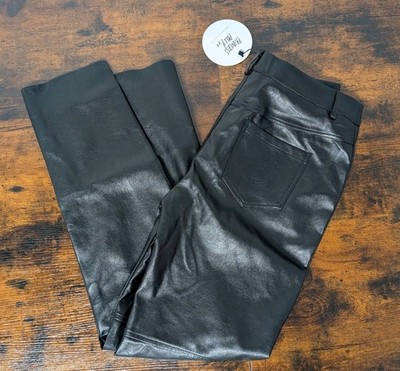 Princess Polly Macy Pants Black Faux Leather High Waist Size 6 Women's NWT