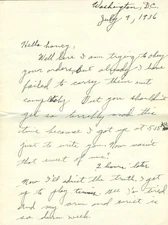 1936 Vintage Old Handwritten Love Letter Edna to Jay Washington DC Pamona CA