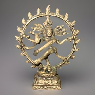 Vintage Brass Shiva Nataraja Lord Of Dance Hindu Goddess Statue Figurine 6  Tall