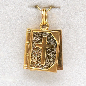 Authentic 18k Gold Plated Our Father Prayer Cross Bible Slider Charm Pendant