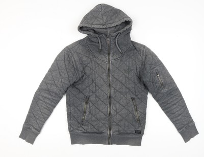 Firetrap grauer Kapuzenpullover mit durchgehendem Reißverschluss für Herren, Small