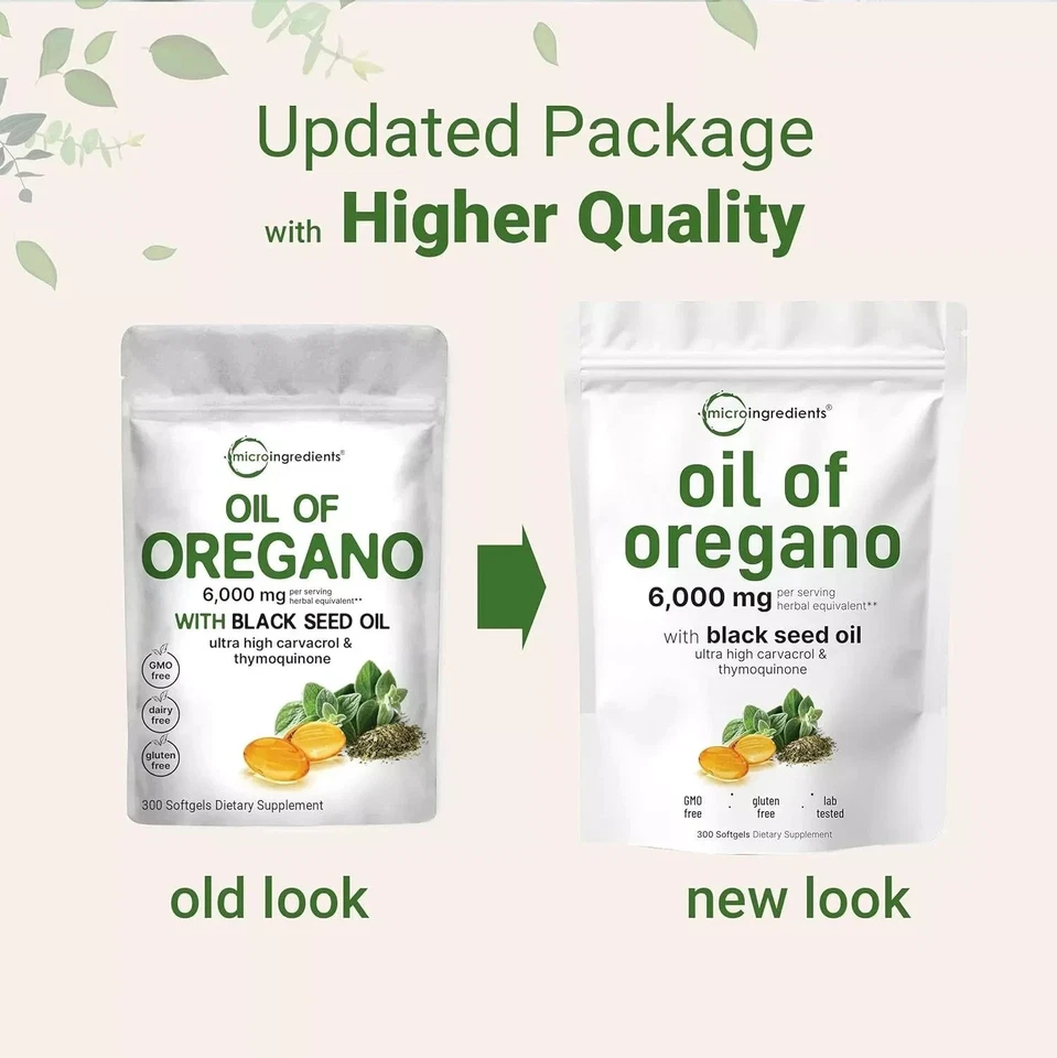 3Pack Micro Ingredients Oil of Oregano Softgels 6000mg Per Serving, 300 Count - Image 2 of 4