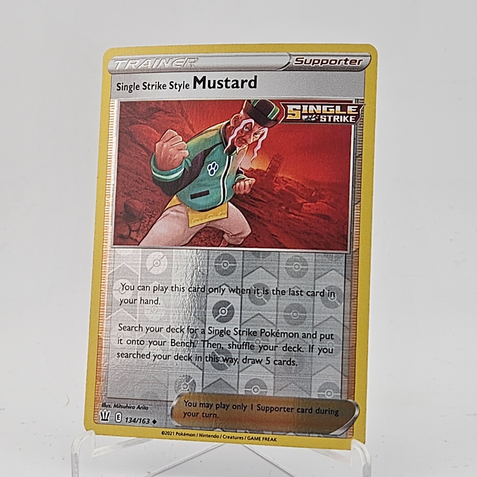 Single Strike Style Mustard 134/163 Battle Styles Reverse Holo Unc Pokemon Card 