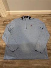 Greyson Golf 1/4 Zip Pullover Blue Performance Logo Stretch Sz 2XL Brrr