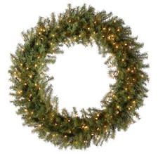 National Tree Company Pre-Lit Artificial Christmas Wreath, Green, Norwood Fir,