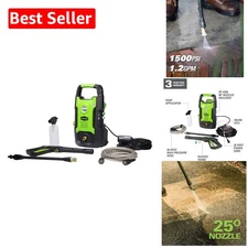 Compact 1500 PSI Pressure Washer with Soap Applicator for Pristine Surfaces