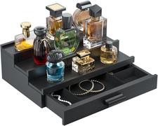 Perfume Cologne Organizer for Men: 3 Tier Wooden Perfumes Stand, Desktop Parfum