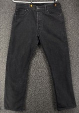 Levis 501 Original Fit Jeans Mens 36x34 Black Denim Button Fly Straight Leg