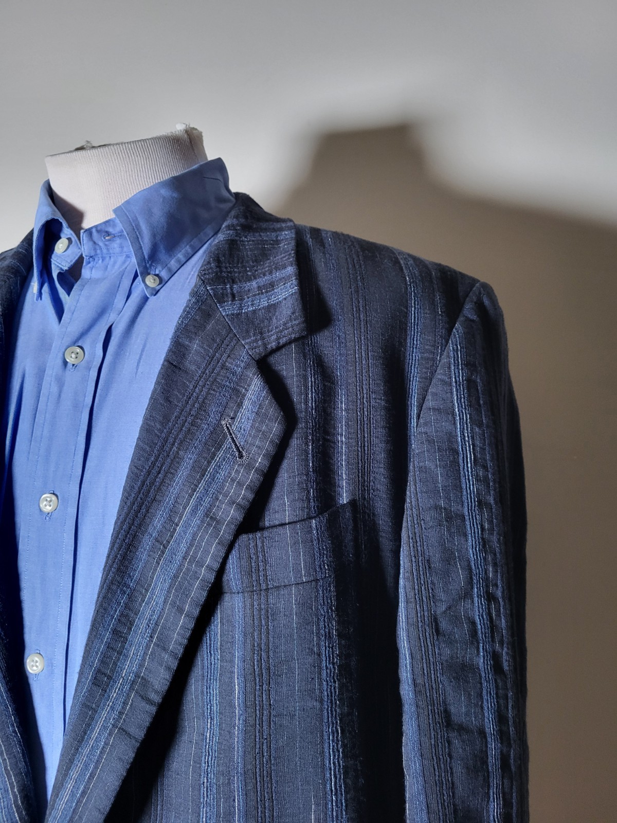 FILA Giacca blazer cappotto 42 vela canottaggio righe seersucker LINO elasticizzato blu nero 52