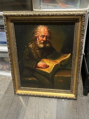 Original Oil Painting Hand painted on Canvas An old man Signed Stojan Vidinic