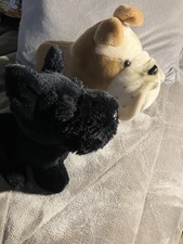 Vintage Dakin Puppy Dogs English Bulldog Scottish Terrier Realistic Stuffed