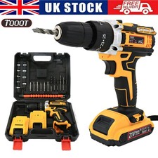 2 Battery + 21V Cordless Hammer Drill Set Electric Impact Driver Screwdriver