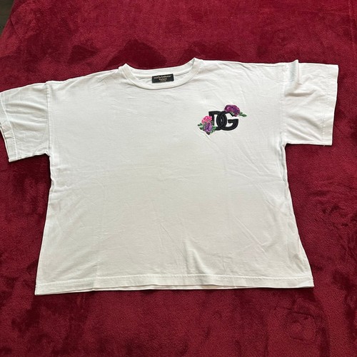 Dolce & Gabbana Exclusive White Floral DG Logo Embroidery T-Shirt Made in Italy