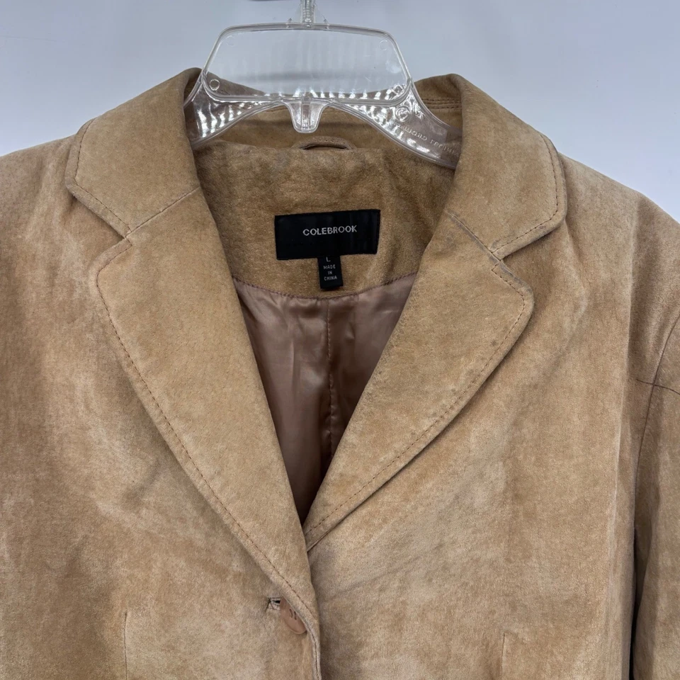 Jaqueta Blazer Feminina Colebrook Classics Couro Camurça Grande 3 Botões Carreira - Imagem 2 de 4