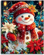 Christmas Paint by Numbers Kit for Adults, Snowman Adults Paint by Number Kits