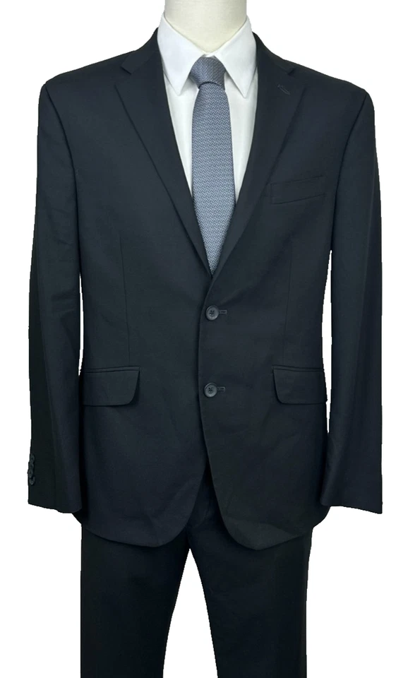 Traje Kenneth Cole Hombre’s 40S Chaqueta 33x30 Pantalones Negro Techni-Cole Calce Ajustado Foto 3 de 4