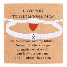 Heart Love Letter Initial Matching Couple Bracelets for Women Men Teen White-X