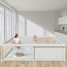 79x79 Inch Baby Playpen with Zipper Gates for Babies Toddlers, Indoor  Outdoor