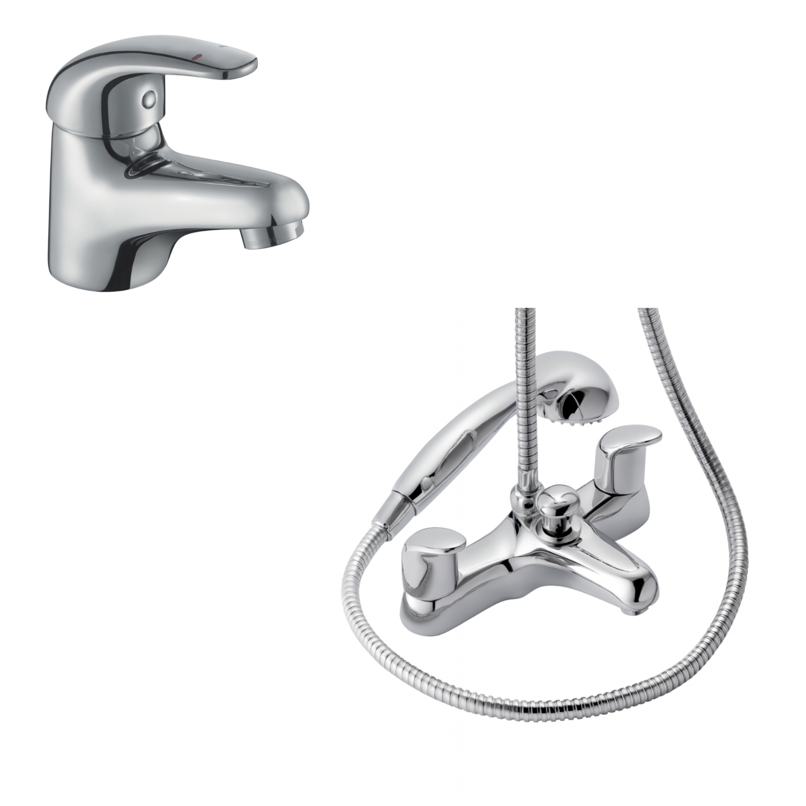Haze Mini Basin & Bath Shower Mixer Tap Set Chrome Bundle
