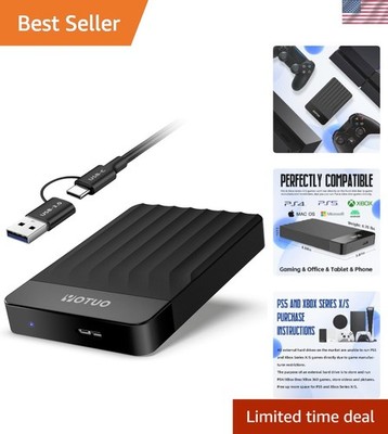 Compact External Hard Drive - 1TB USB 3.0 Storage for Laptops & Consoles