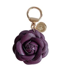 PU Leather Flower Bag Charm, Rose Shape, Purse Charms for Handbags Purpled