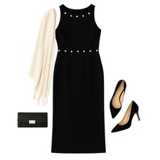 Watters and Watters Black Pearl Trimmed Formal Gown Size 6 Elegant Evening GUC