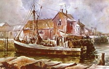 Seascape Watercolor II, James Murray (American, 1899-1990), UNP, EXC --POSTCARD