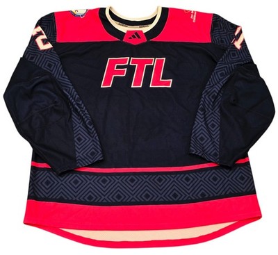 adidas FTL Fort Lauderdale Florida Hockey Jersey Size 56 Blue Pink