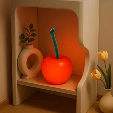 Cherry Lamp LED Light – Unique Red Table Lamp for Bedroom, Nightstand or Livi...