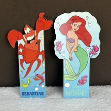 TWO! Vtg 1990s Walt Disney's The Little Mermaid Ariel & Sebastian Bookmarks 90s!