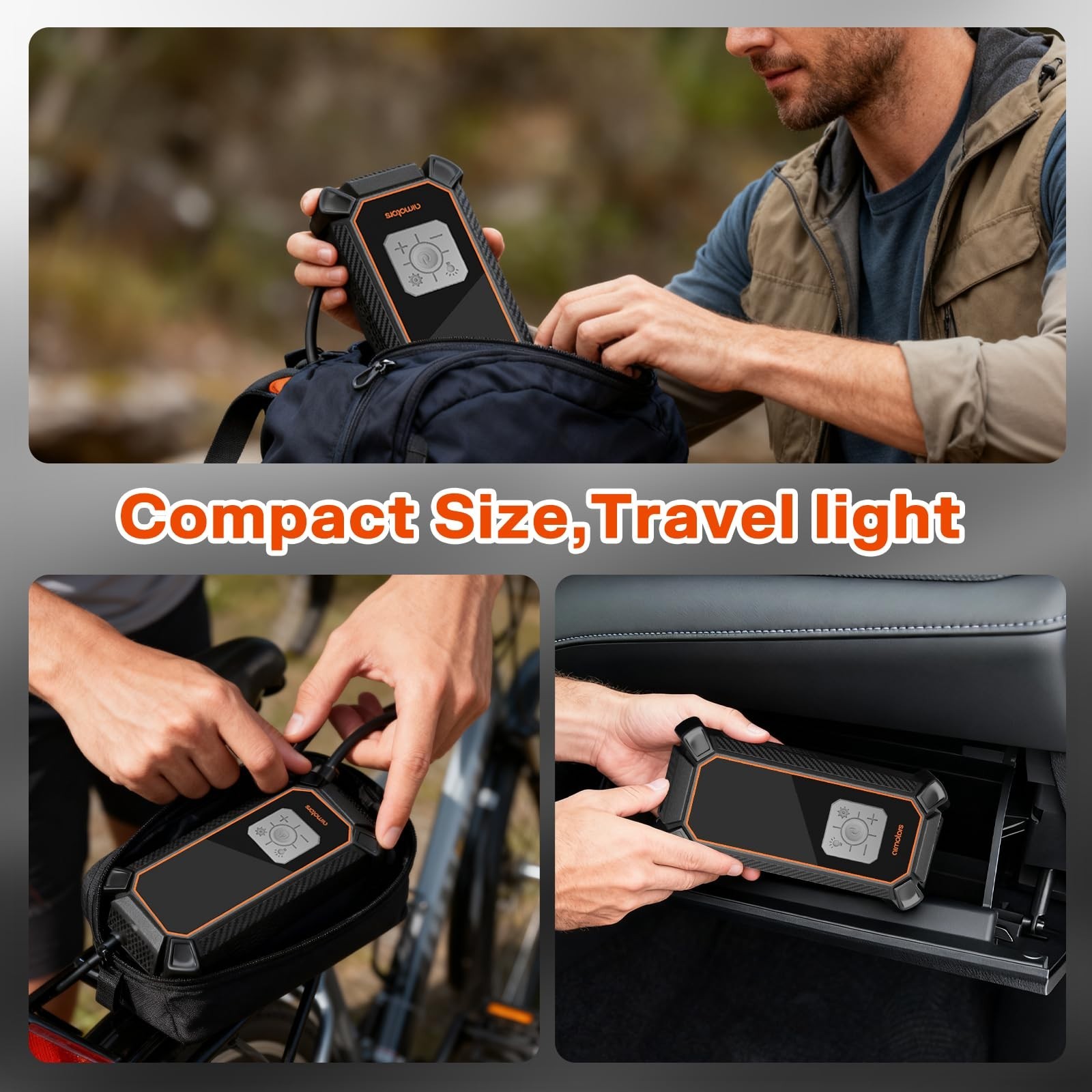 Compressore Portatile Auto 12V Batteria 5400mAh Gonfiatore Digitale LED Nuovo - Miniatura 4