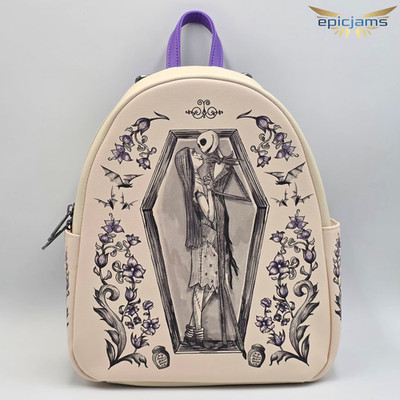 Loungefly Disney Nightmare Before Christmas Jack & Sally Coffin Mini Backpack