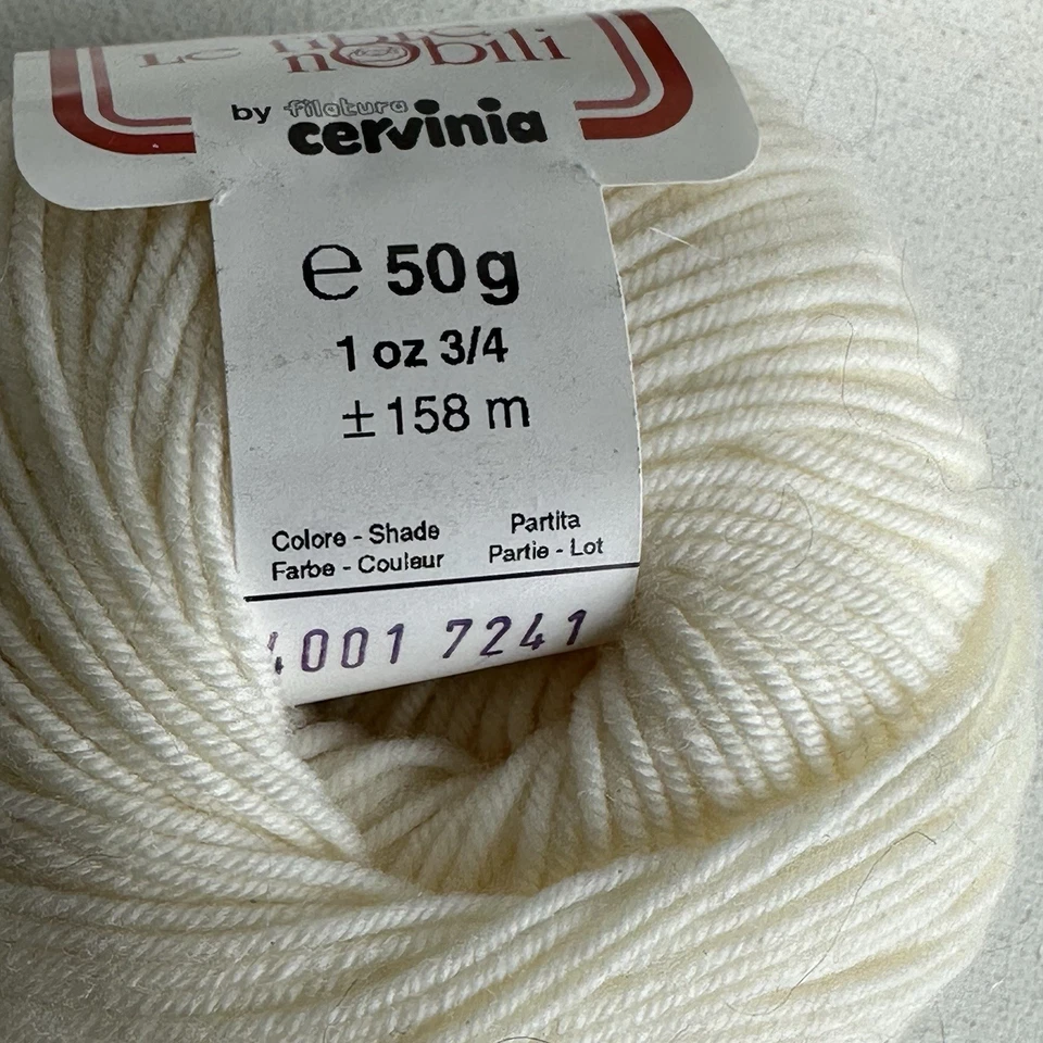 Lote de 2 Lã Merino Lane Cervinia Le Fibre Nobili Branca Pérola - Imagem 3 de 3