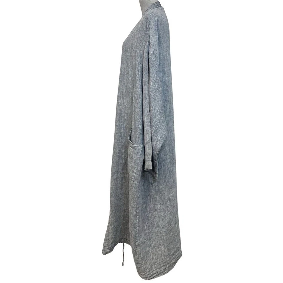 Roupão feminino The Citizenry cinza 100% linho L respirável **SEM CINTO** - Imagem 3 de 4