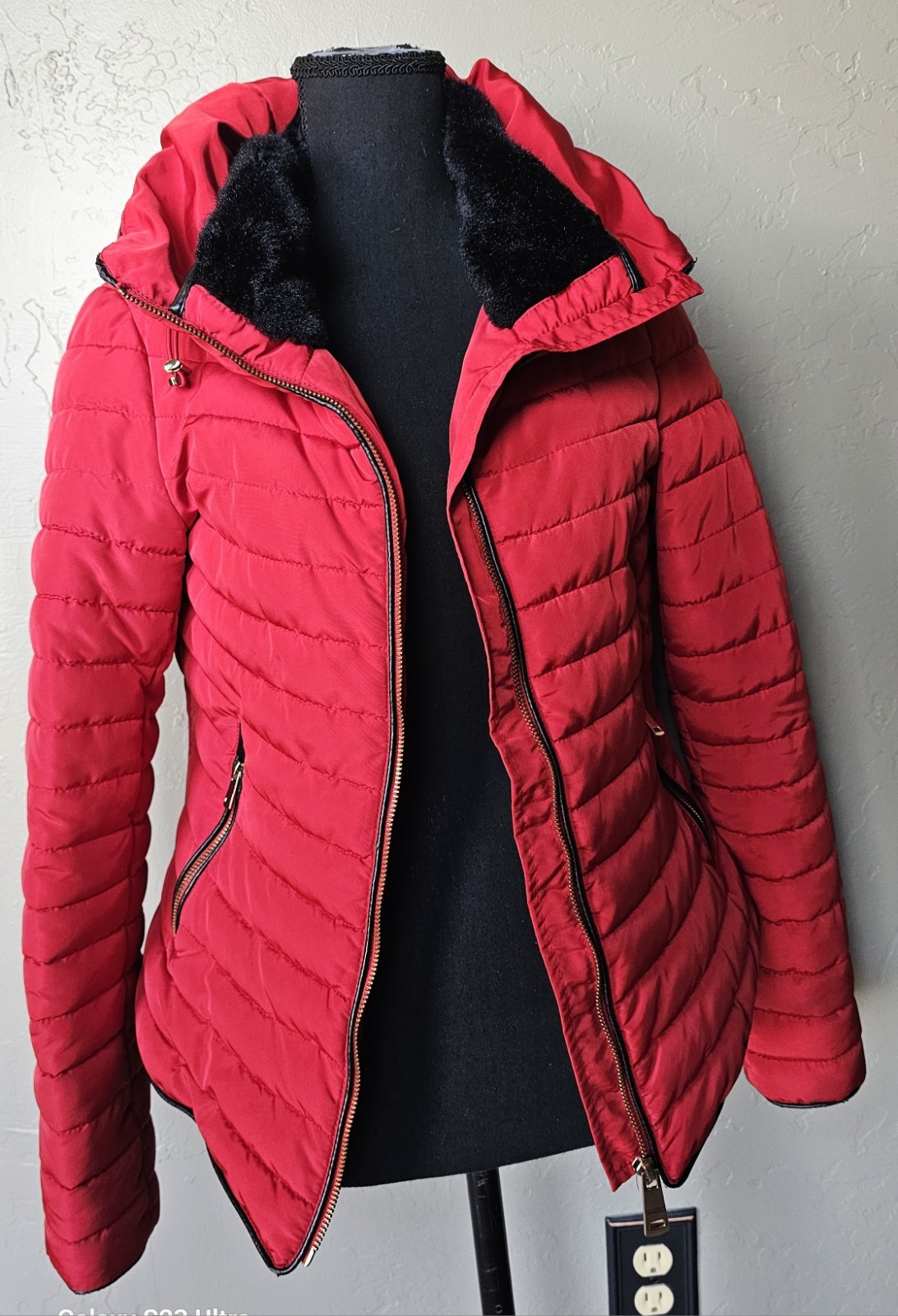 ZARA BASIC Women Red Padding Puffer Jacket Hooded… - image 5
