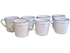 VTG Set of 7 Corning Centura Springhill Daisy Teacups Platinum Yellow Floral