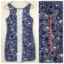 Lilly Pulitzer Target 6 Upstream Fish Print Blue White Embroidered Shift Dress