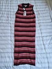 McQ Alexander McQueen sparkly striped dress, medium, BNWT, pink/black