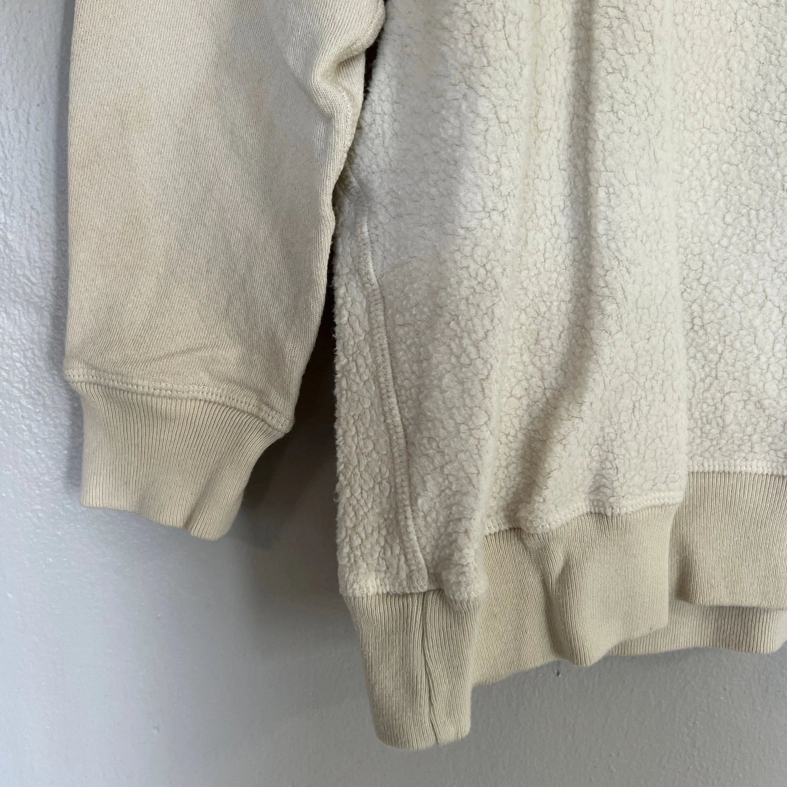 OFF WHITE Il Grande. Felpa The Slouch panna tecnica mista pullover mezza zip taglia 0 XS