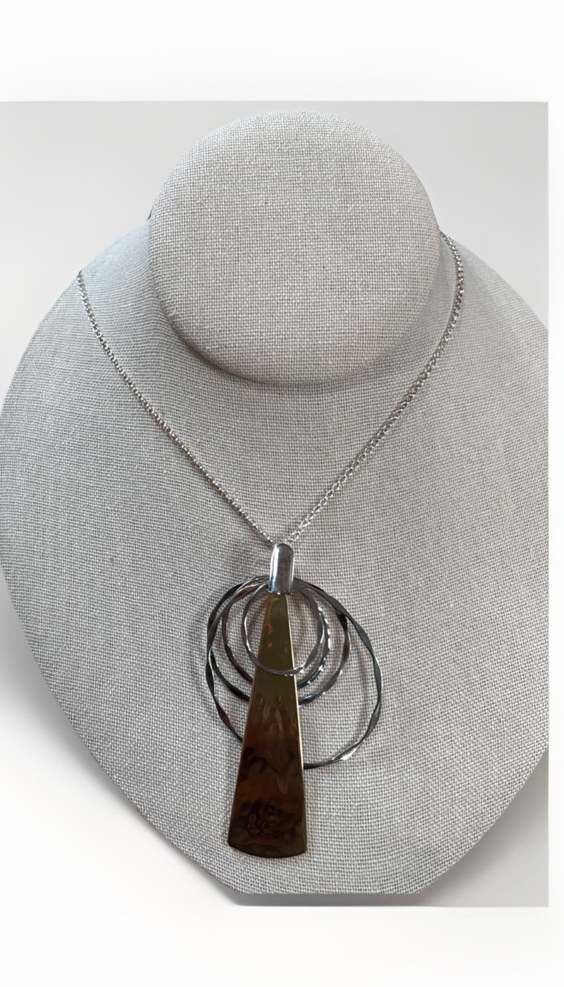 RLM Robert Lee Morris Sterling Silver Circles & Brass Pendant Necklace