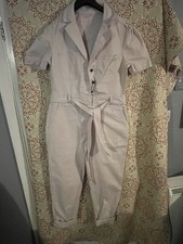 Boden Light Pink Jumpsuit Boiler Suit Short Sleeves  Size Uk 10 With Belt Free p