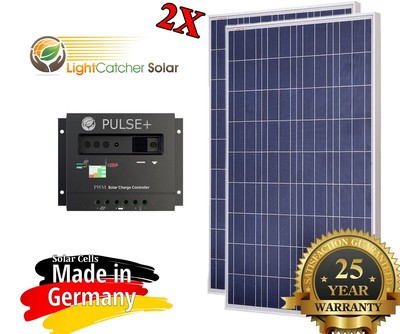 200 Watt 200W Solar Panel Kit + Solar controller 12/24V volt RV Boat Off Grid 