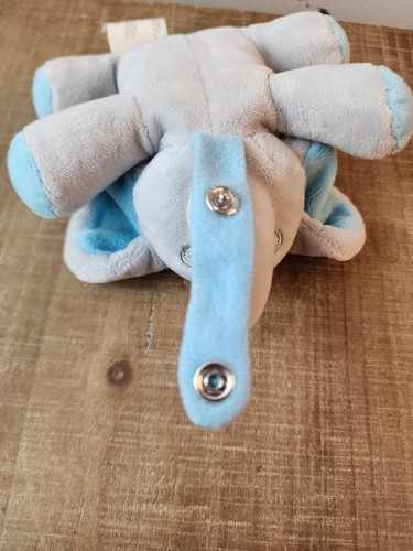 Le Bebe Favorite Mini Peluche Portaciuccio Snap It On Grigio Blu Elefante Binky - Foto 7 di 12