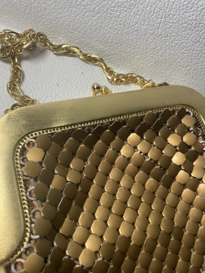 Whiting и Davis матовый золотой тон сетки сумка вечер сумочка #2816 красный ковер США - Изображение 4 из 4