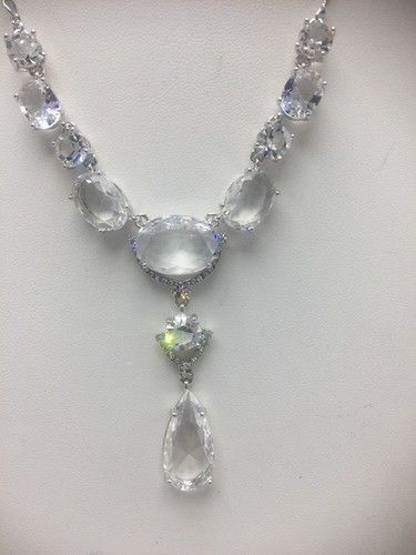 $128 Collar Colgante Kate Spade Cristal Cascada Tono Plata S1I - Imagen 7 de 12