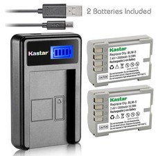 Kastar Battery and LCD Slim USB Charger for Olympus PS-BLM5 C-8080 E5 E520 E330