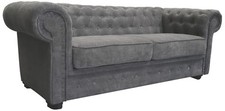Image of Venus Chesterfield Velour Fabric Sofa Bed 2 Seater 3 Seater Grey Teal Cream