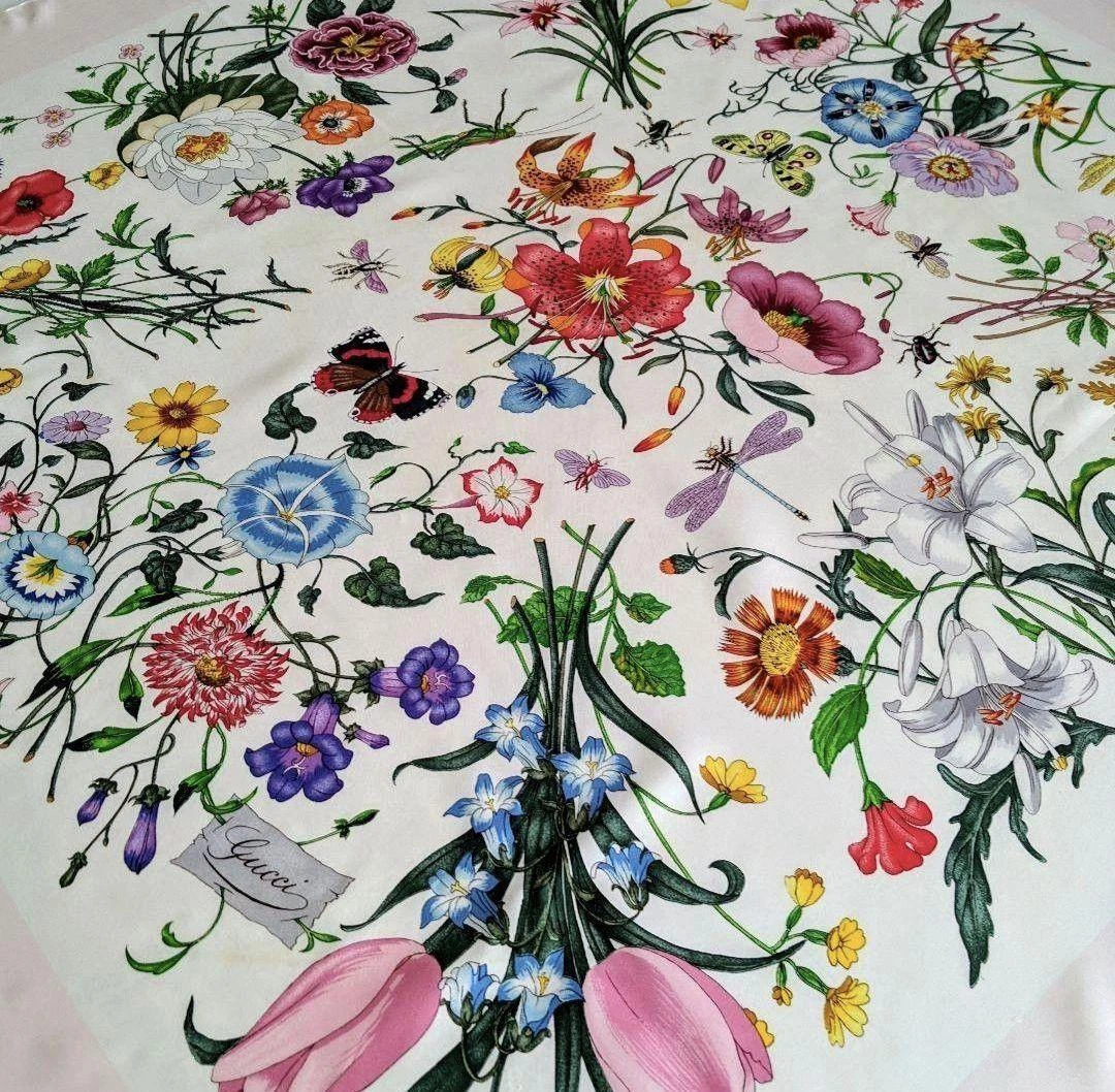 Foulard vintage Gucci en soie rose   grande taille, mode femme, authentique, de Japa