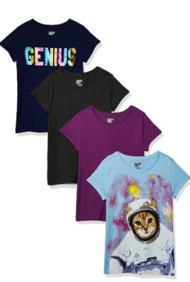 NEW Spotted Zebra Girl's 4 Pack Short Sleeve T-Shirt Tops Mulitpack Size Medium